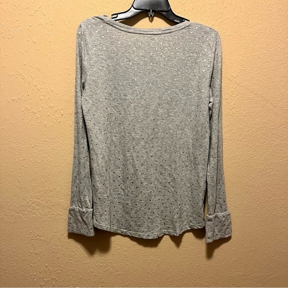 LOFT, Long Sleeve Light Weight, Gray with Gold Dots Shirt, Size Medium - Picture 8 of 9